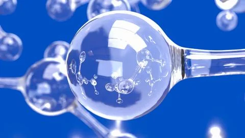 Transparent Molecular Network on Vivid Blue Scientific Background 3d render. Stock Illustration