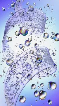Transparent molecular ribbon helix with floating particles and drops Stock Illustration
