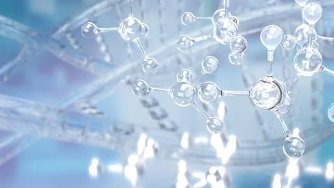 Transparent Molecular Structures and Scientific Formula Background 3d render. 库存插图