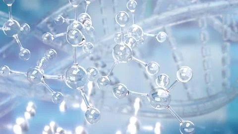 Transparent Molecular Structures and Scientific Formula Background 3d render. 库存插图