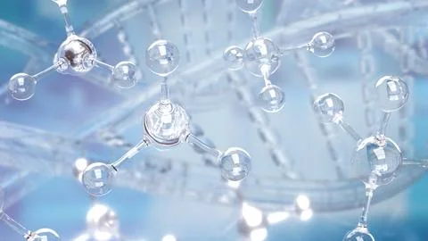 Transparent Molecular Structures and Scientific Formula Background 3d render. 库存插图