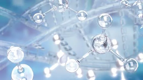 Transparent Molecular Structures and Scientific Formula Background 3d render. 库存插图