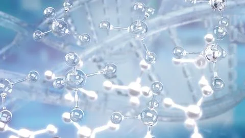 Transparent Molecular Structures and Scientific Formula Background 3d render. Stock Illustration