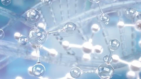 Transparent Molecular Structures and Scientific Formula Background 3d render. Stock Illustration