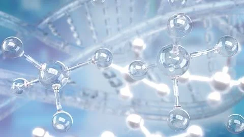 Transparent Molecular Structures and Scientific Formula Background 3d render. Stock Illustration