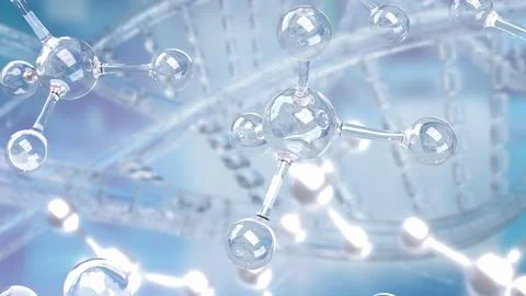 Transparent Molecular Structures and Scientific Formula Background 3d render. Stock Illustration