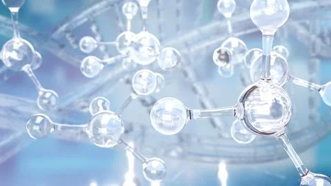 Transparent Molecular Structures and Scientific Formula Background 3d render. Stock Illustration
