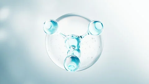 Transparent molecules with water bubbles background, 3d rendering. Stock Footage 316272202