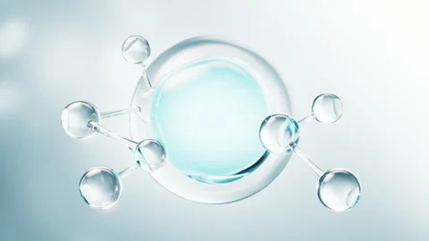 Transparent molecules with water bubbles background, 3d rendering. Stock Footage 316272348