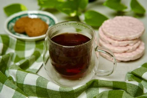 Transparent Mug with Black Tea Stock Photos
