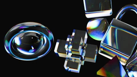 Transparent multicolored shapes, abstract background of dispersion glass, Stock Footage 309780321