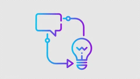 Transparent Neon Line Art Light Bulb and Chat Icon Camera Rotation Animation Stock Footage 337639957