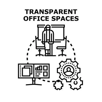 Transparent office spaces business process innovation concept Stock Illustration