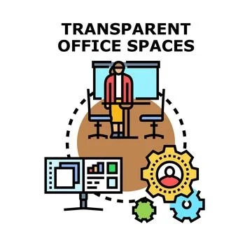 Transparent office spaces business process innovation concept Stock Illustration