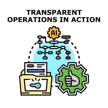 Transparent operations concept with artificial intelligence processing data Stock Illustration