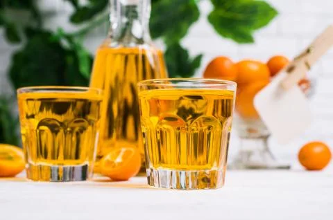 Transparent orange drink Stock Photos