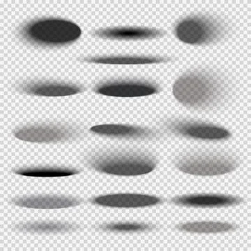 Transparent oval bottom drop shadows for any round objects vector templates Stock Illustration