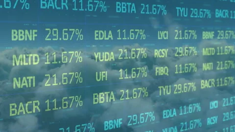 Transparent overlay appearing over clouds updating code percentages to visualize Stock Footage 314717113