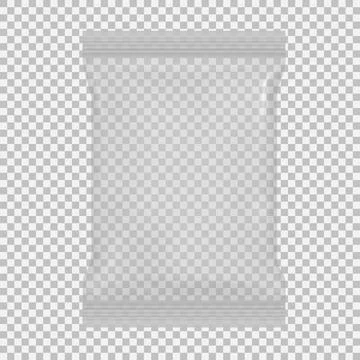 Transparent Packaging For Snacks, Chips, Sugar, Spices, for your design Stock Illustration