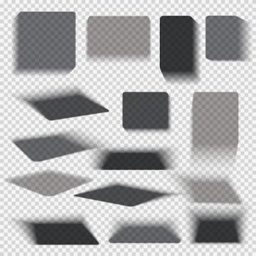 Transparent paper and objects box square shadows isolated. Wall and floor drop Stock Illustration