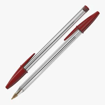 Transparent Pen Red Ink 3D Model