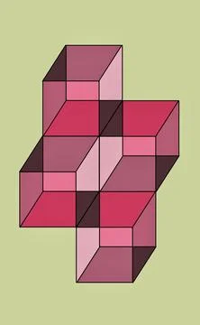 Transparent Pink 3D Cubes (Sage Green Background) Illustrazione stock