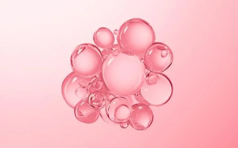 Transparent pink liquid bubbles background, 3d rendering. Stock Illustration