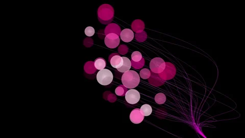 Transparent pink orbs float on whimsical strings in floral abstract Stock Footage 320393479