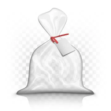 Transparent Plastic Bag Package With Red Strap Illustrazione stock