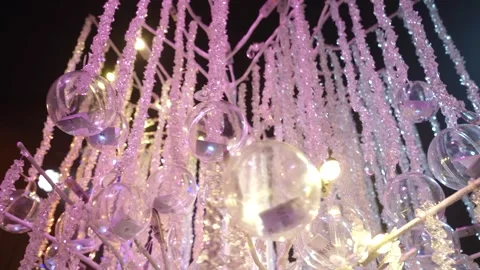Transparent plastic balls on threads illuminated Stock-Footage 278401609