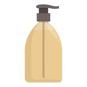 Transparent plastic bottle with pump dispenser containing yellow liquid soap Stock Illustration