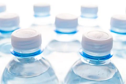 Transparent plastic bottles Stock Photos