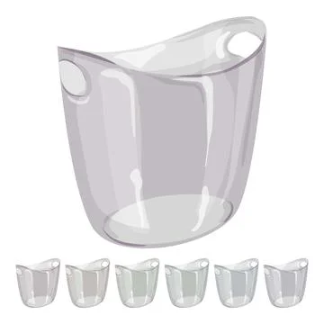 Transparent plastic bucket container cartoon vector graphic Stock Illustration