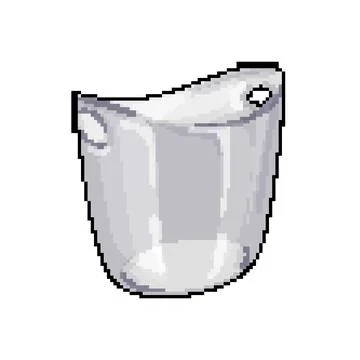 Transparent plastic bucket container pixel art vector illustration Illustration