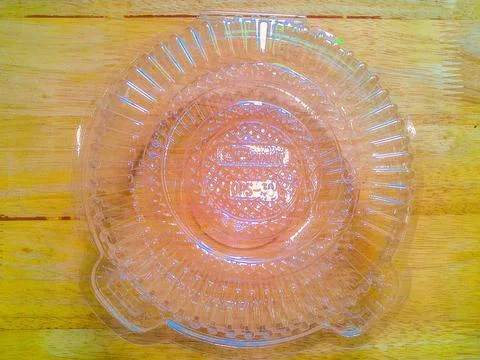 Transparent plastic container for packing cakes Stock Photos
