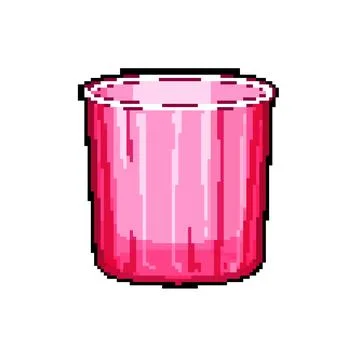 Transparent plastic cup pixel art vector illustration Stock Illustration