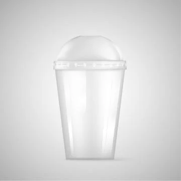 Transparent plastic empty disposable cup for soda or cocktail. Vector illustr Stock Illustration