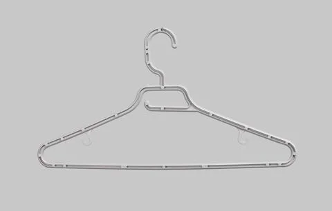 Transparent plastic hanger isolated on light background. Clothing support Stock Photos