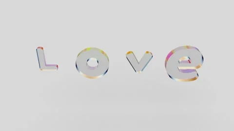 Transparent plastic letters make up the word love on a white background Stock Footage 144099302