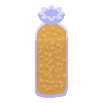 Transparent plastic package containing soy bean in isometric view Stock Illustration