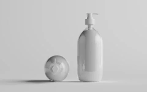 Transparent Plastic Pump Bottle Mock-Up - Liquid Soap, Shampoo Dispenser - Tw Stock Illustration