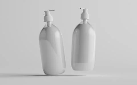 Transparent Plastic Pump Bottle Mock-Up - Liquid Soap, Shampoo Dispenser - Tw Stock Illustration