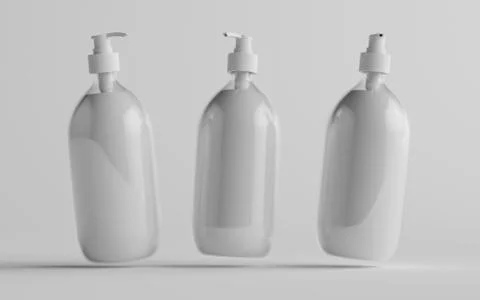 Transparent Plastic Pump Bottle Mock-Up - Liquid Soap, Shampoo Dispenser - Th Stock Illustration