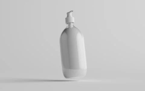 Transparent Plastic Pump Bottle Mock-Up - Liquid Soap, Shampoo Dispenser - On Stock Illustration