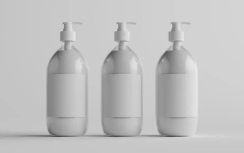 Transparent Plastic Pump Bottle Mock-Up - Liquid Soap, Shampoo Dispenser - Th Stock Illustration