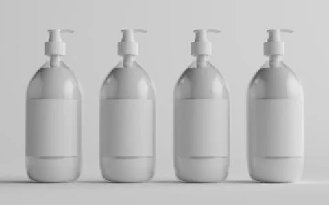 Transparent Plastic Pump Bottle Mock-Up - Liquid Soap, Shampoo Dispenser - Mu Stock Illustration