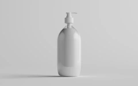 Transparent Plastic Pump Bottle Mock-Up - Liquid Soap, Shampoo Dispenser - On Stock Illustration