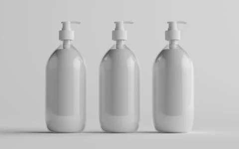 Transparent Plastic Pump Bottle Mock-Up - Liquid Soap, Shampoo Dispenser - Th Stock Illustration