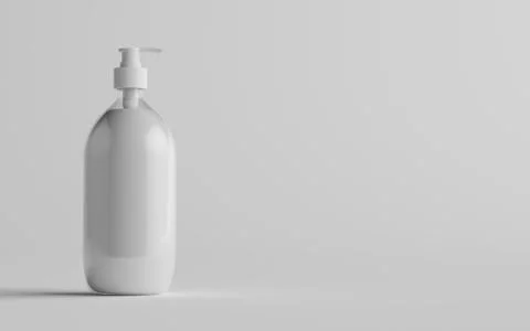 Transparent Plastic Pump Bottle Mock-Up - Liquid Soap, Shampoo Dispenser - On Stock Illustration