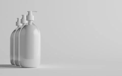 Transparent Plastic Pump Bottle Mock-Up - Liquid Soap, Shampoo Dispenser - Th Stock Illustration